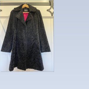 WHBM Persian Lamb Faux Fur Pea Coat Peacoat XS, Black